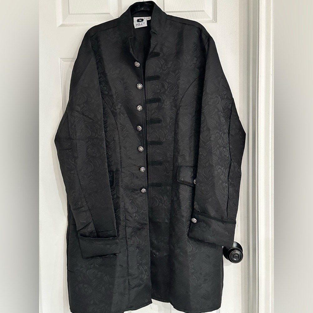 Elegant Black Textured Trench Coat